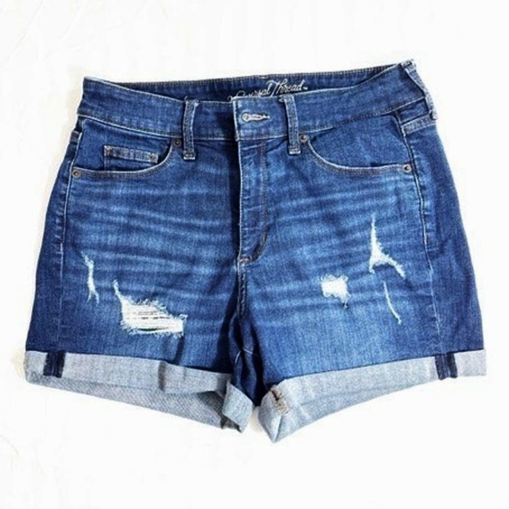 Universal Thread High-Rise Midi Distressed Denim Shorts - Size 6/28